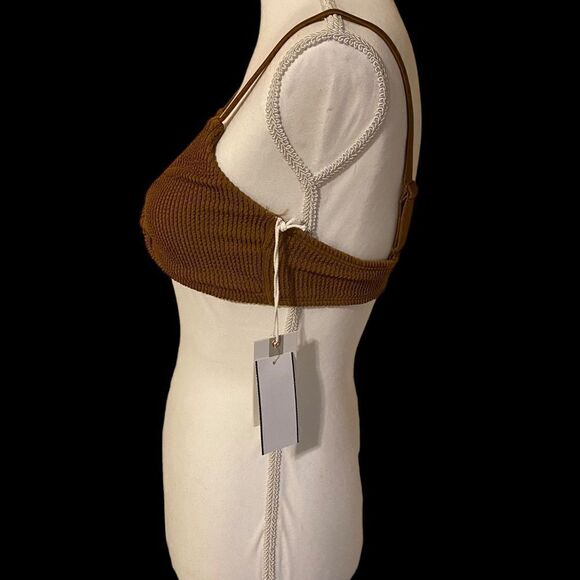 Good American Crinkle Always Fit Twist Bikini Top Size Medium NWT - Picture 2 of 8